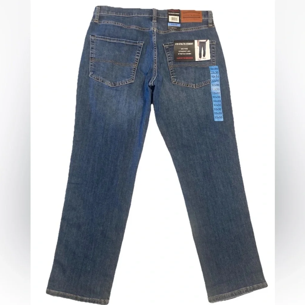 Lucky Brand 410 Men’s Athletic Straight Stretch 32x30 Blue Jeans NWT, $99 MSRP - Picture 3 of 10
